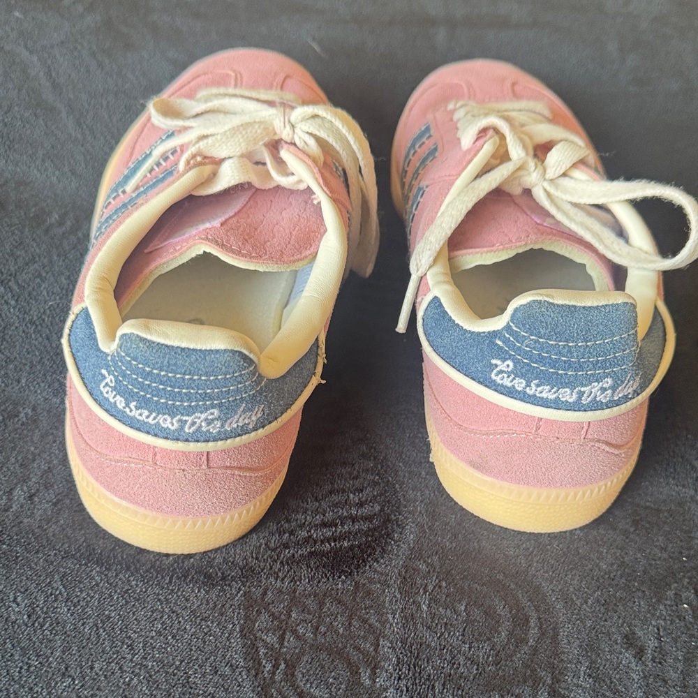 Adidas Samba Suede Sneakers in Pink with Navy Stripes - Picture 6 of 6